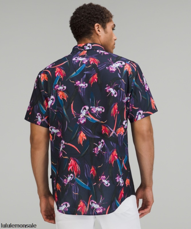 Lululemon Verkauf DELULU618 | Airing Easy Kurzarmshirt Navy Multi